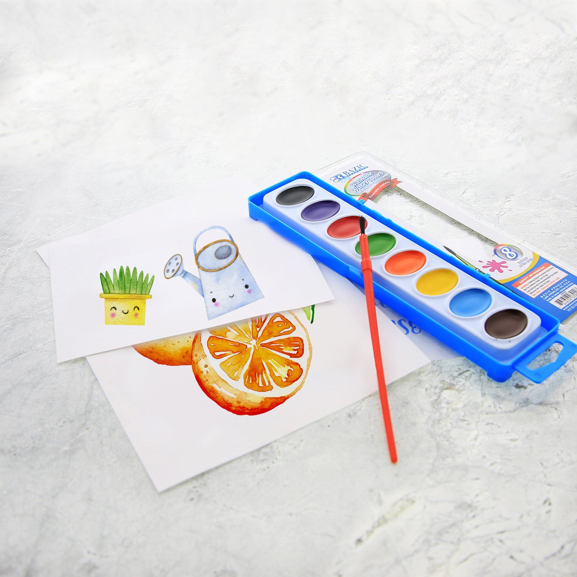 Semi Moist Watercolor w/ Brush 8 Ct.