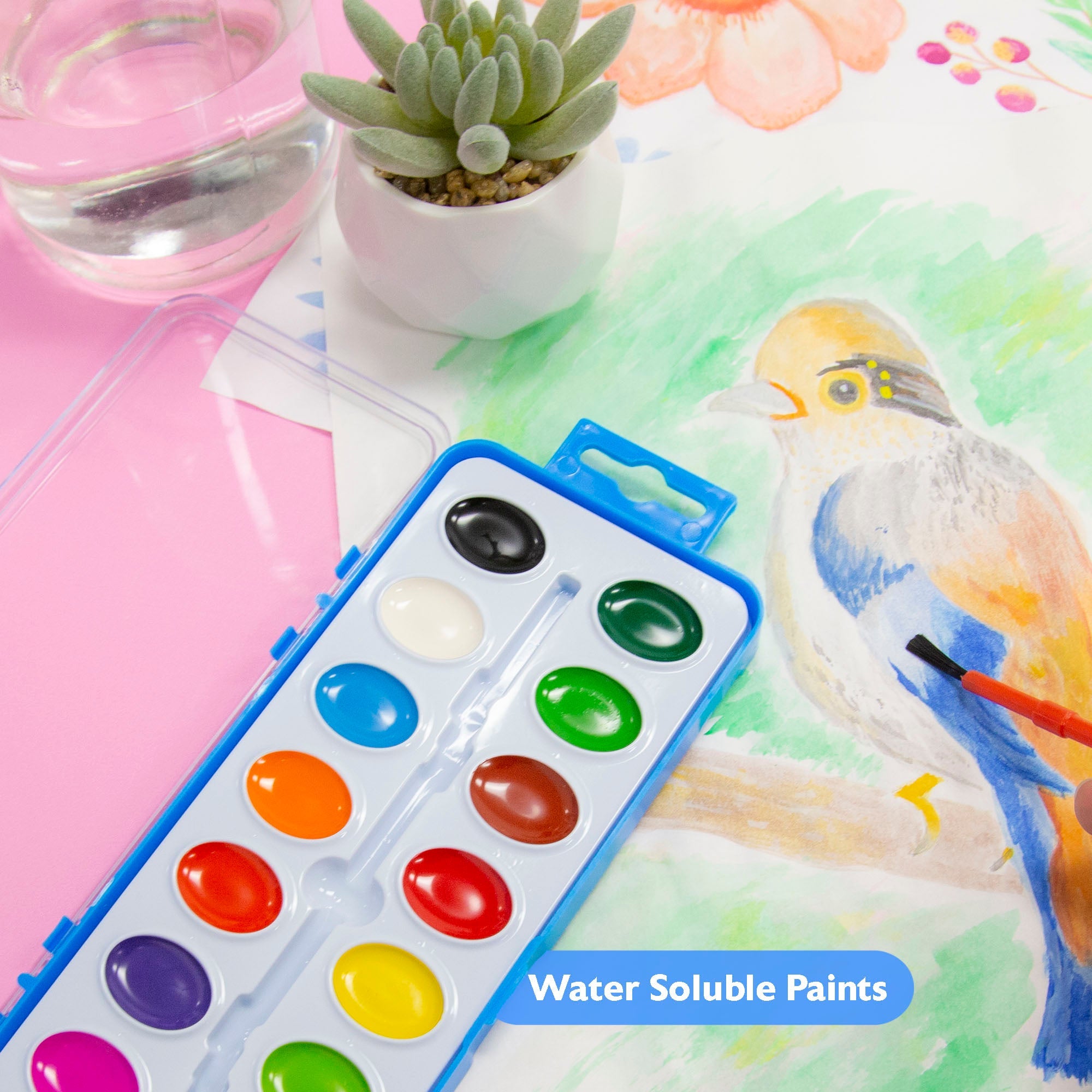 Semi Moist Watercolor w/ Brush 16 Ct.
