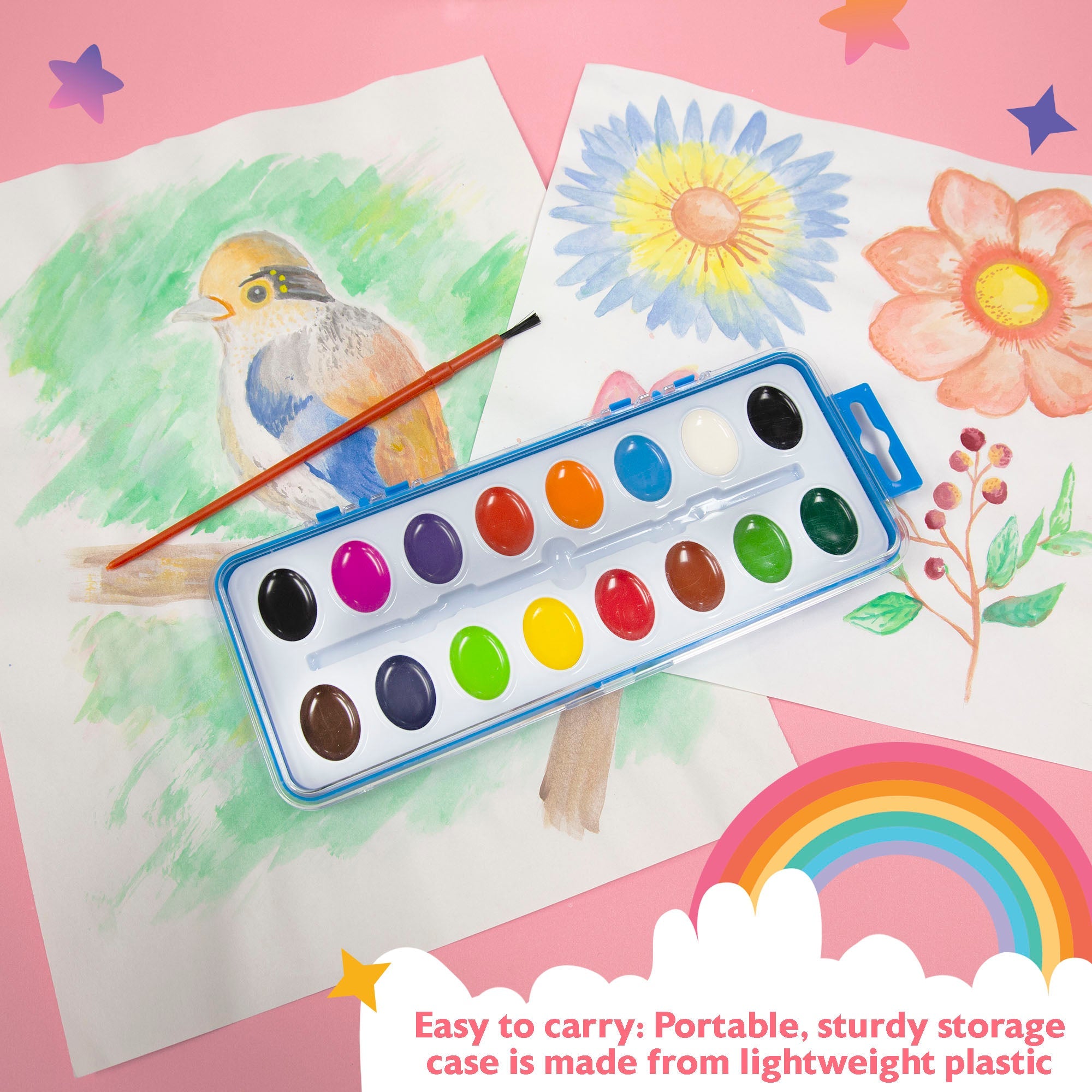 Semi Moist Watercolor w/ Brush 16 Ct.