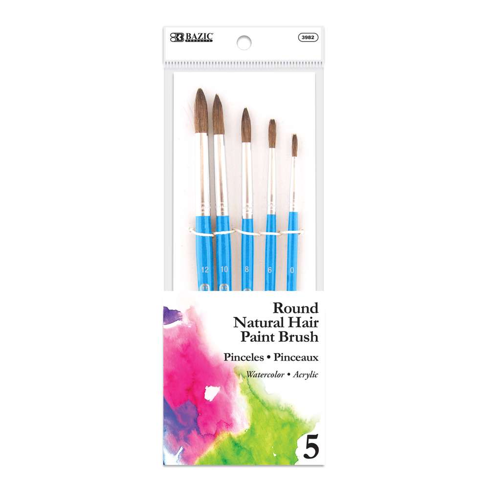 Paint Brush Round Natural Hair (5/Pack)