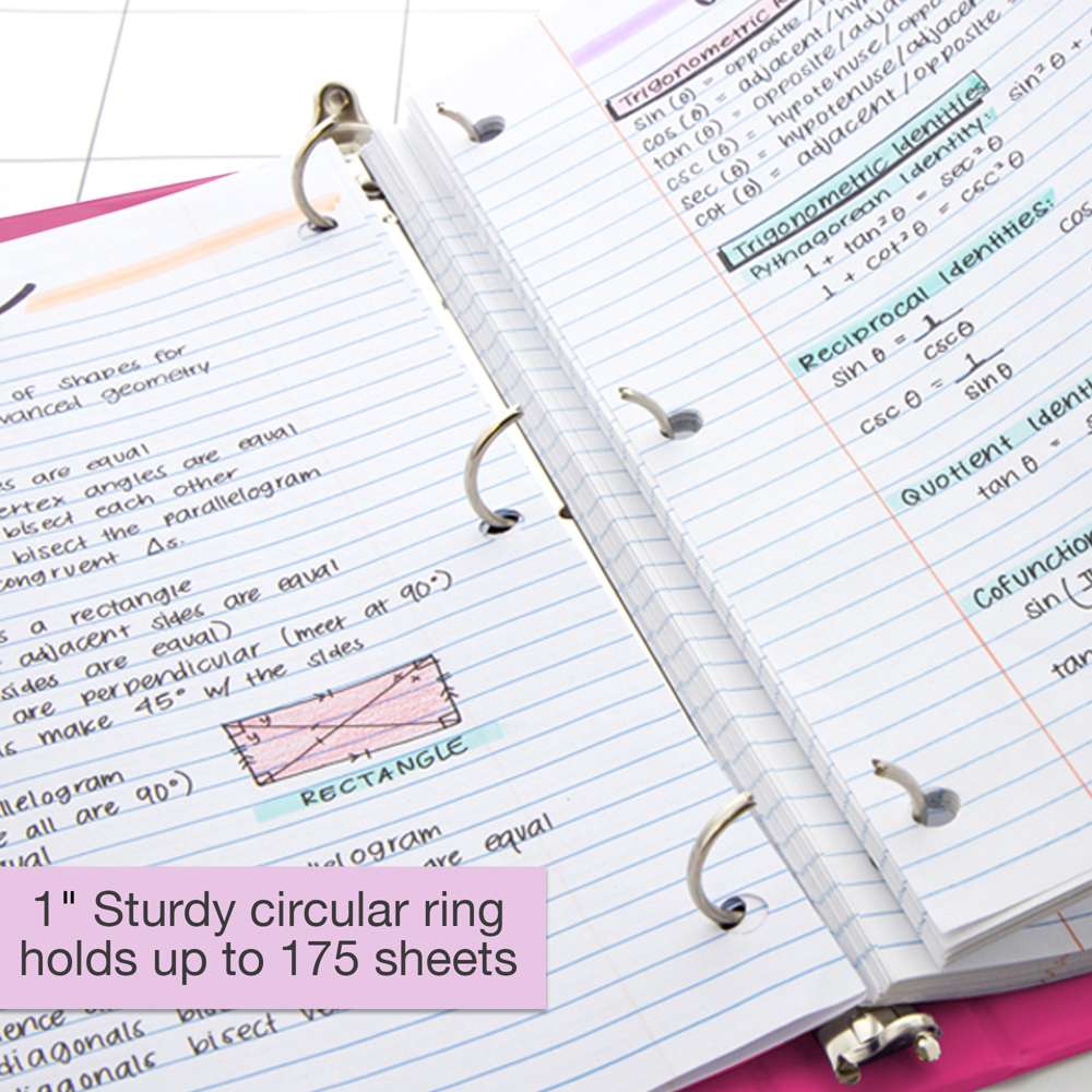 Binder View 1" Fuchsia 3-Ring w/ 2-Pockets