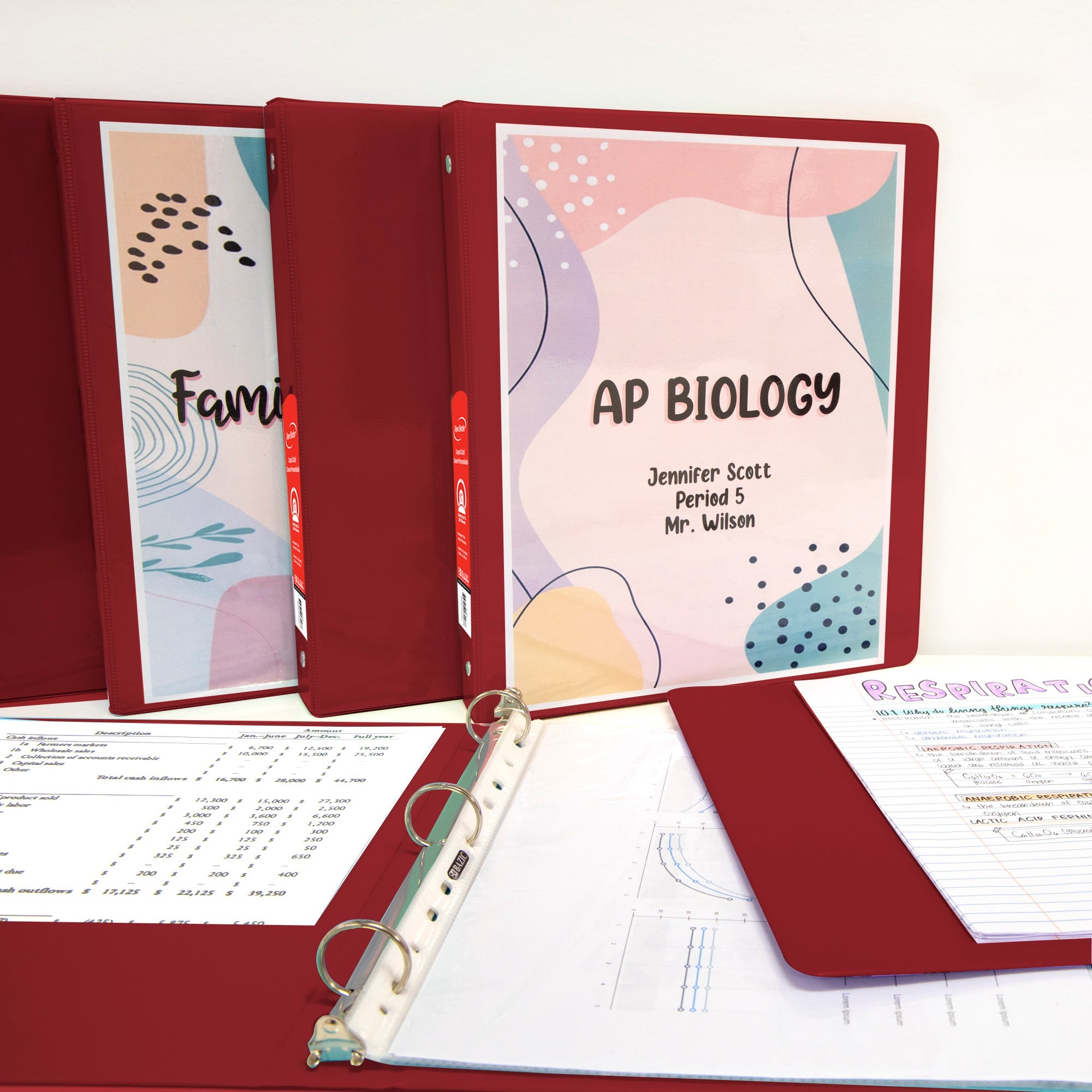 1.5" Burgundy 3-Ring View Binder w/ 2-Pockets