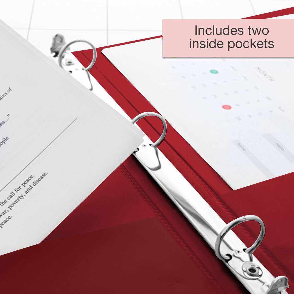 1.5" Burgundy 3-Ring View Binder w/ 2-Pockets
