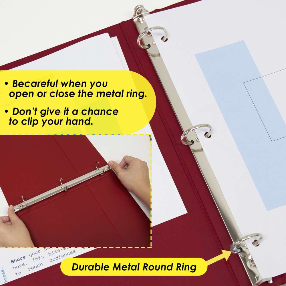 1.5" Burgundy 3-Ring View Binder w/ 2-Pockets