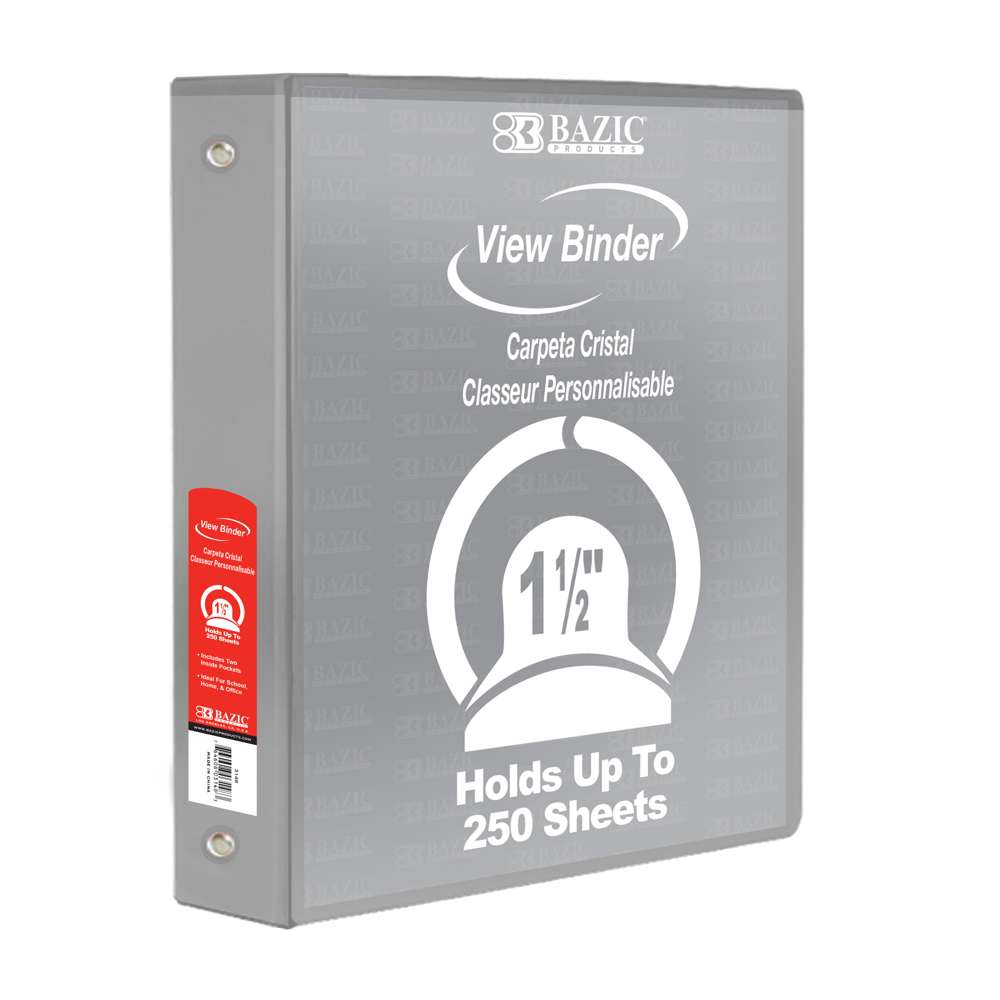 1.5" Grey 3-Ring View Binder w/ 2-Pockets