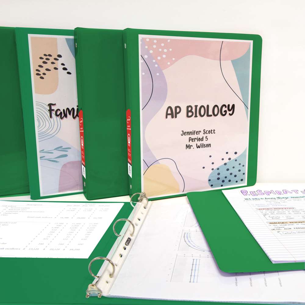 1.5" Green 3-Ring View Binder w/ 2-Pockets