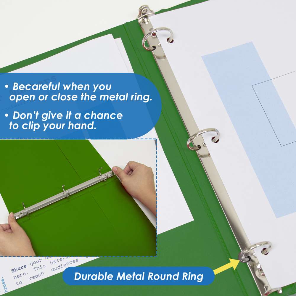 1.5" Green 3-Ring View Binder w/ 2-Pockets