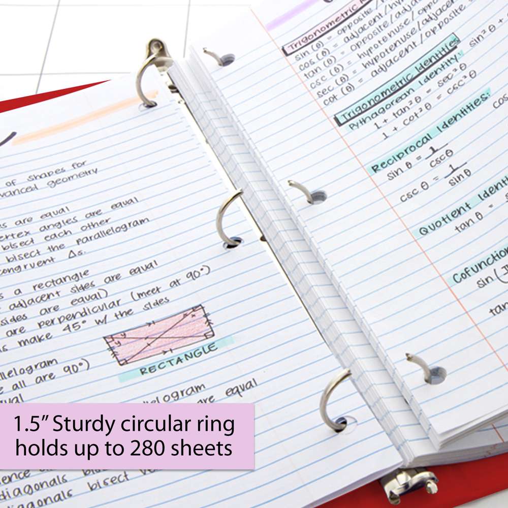 1.5" Red 3-Ring View Binder w/ 2-Pockets