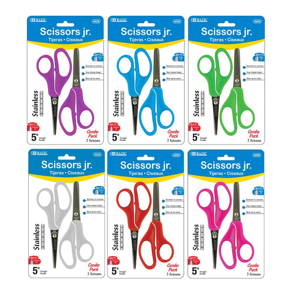 5" Blunt & Pointed Tip School Scissors (2/Pack)