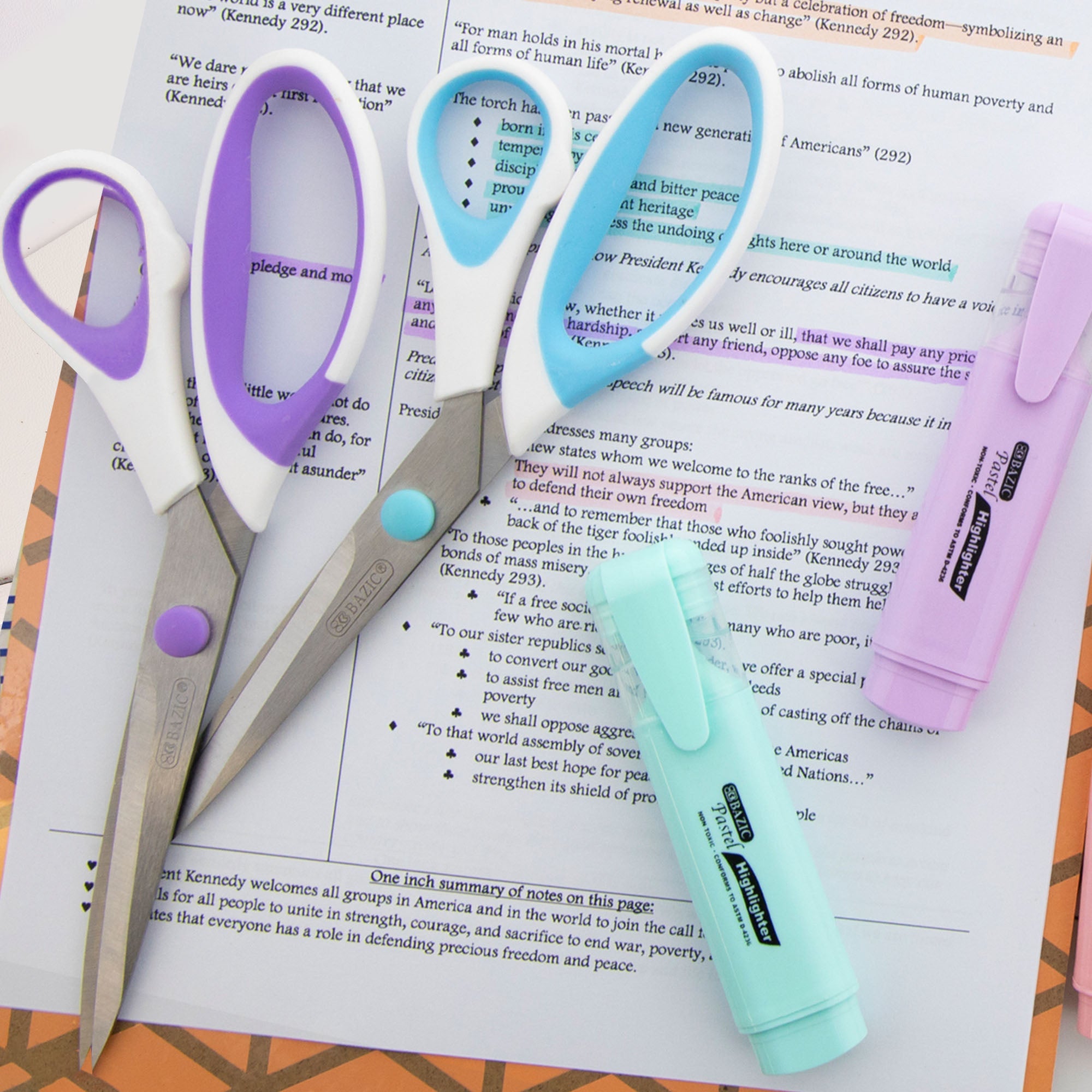 Office Scissors 8" Pastel Soft Grip Multipurpose