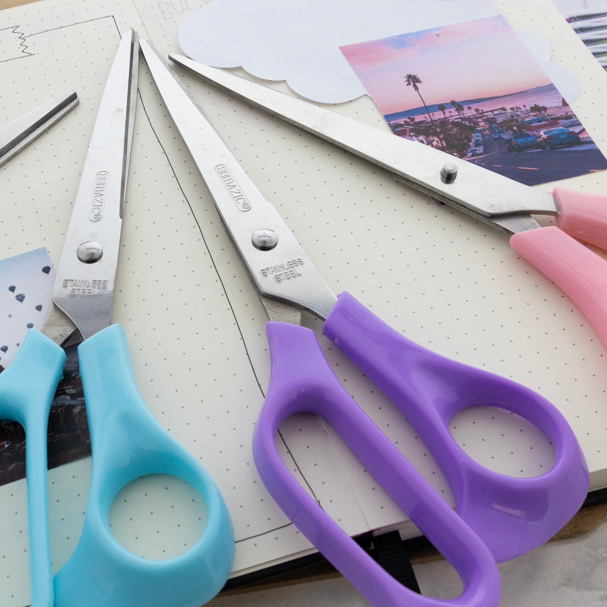 Office Scissors Pastel Color 8" Stainless Steel