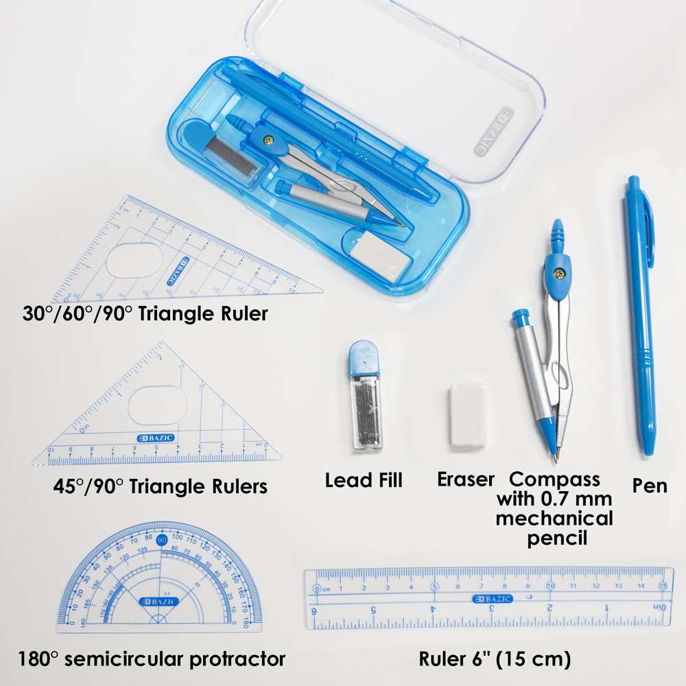 Bright Color 9 Pcs. Math Tool Sets