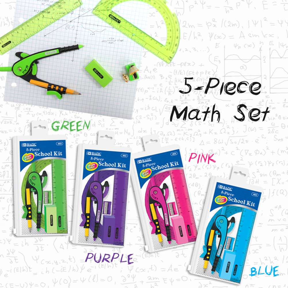 5 Pcs. Math Tool Kit w/ Zipper Pouch