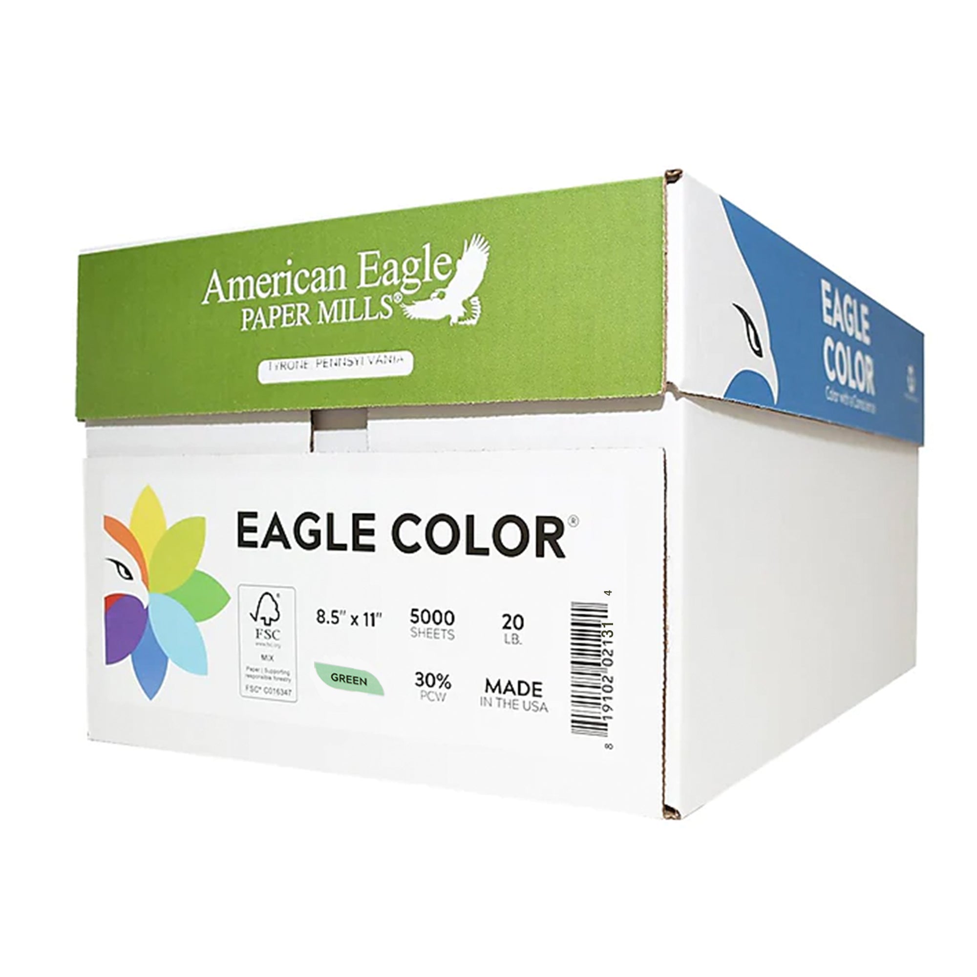 EAGLE COLOR (30% PCW) 8.5" X 11" Green Colored Copy Paper (500 Sheets/Ream)