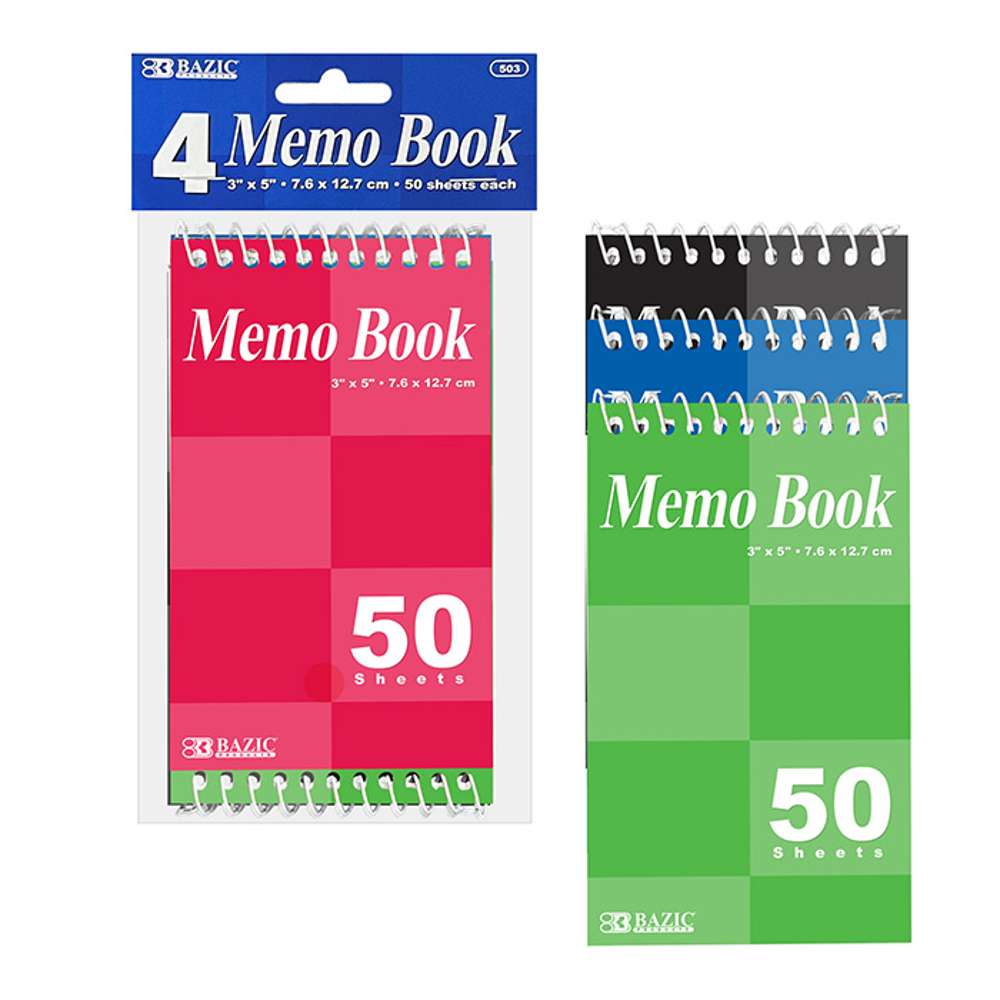 Spiral Pocket Memo Book, Narrow Ruler, 4x6, White, 40-Sheet