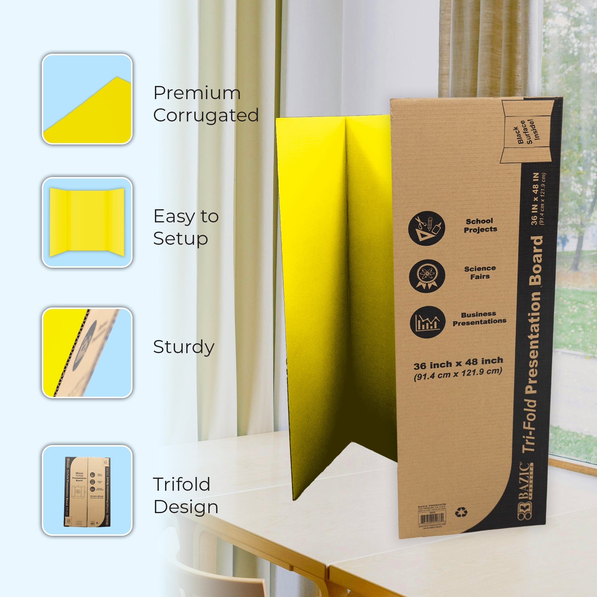 Tri-Fold Colored Corrugated Presentation Board 36" X 48"