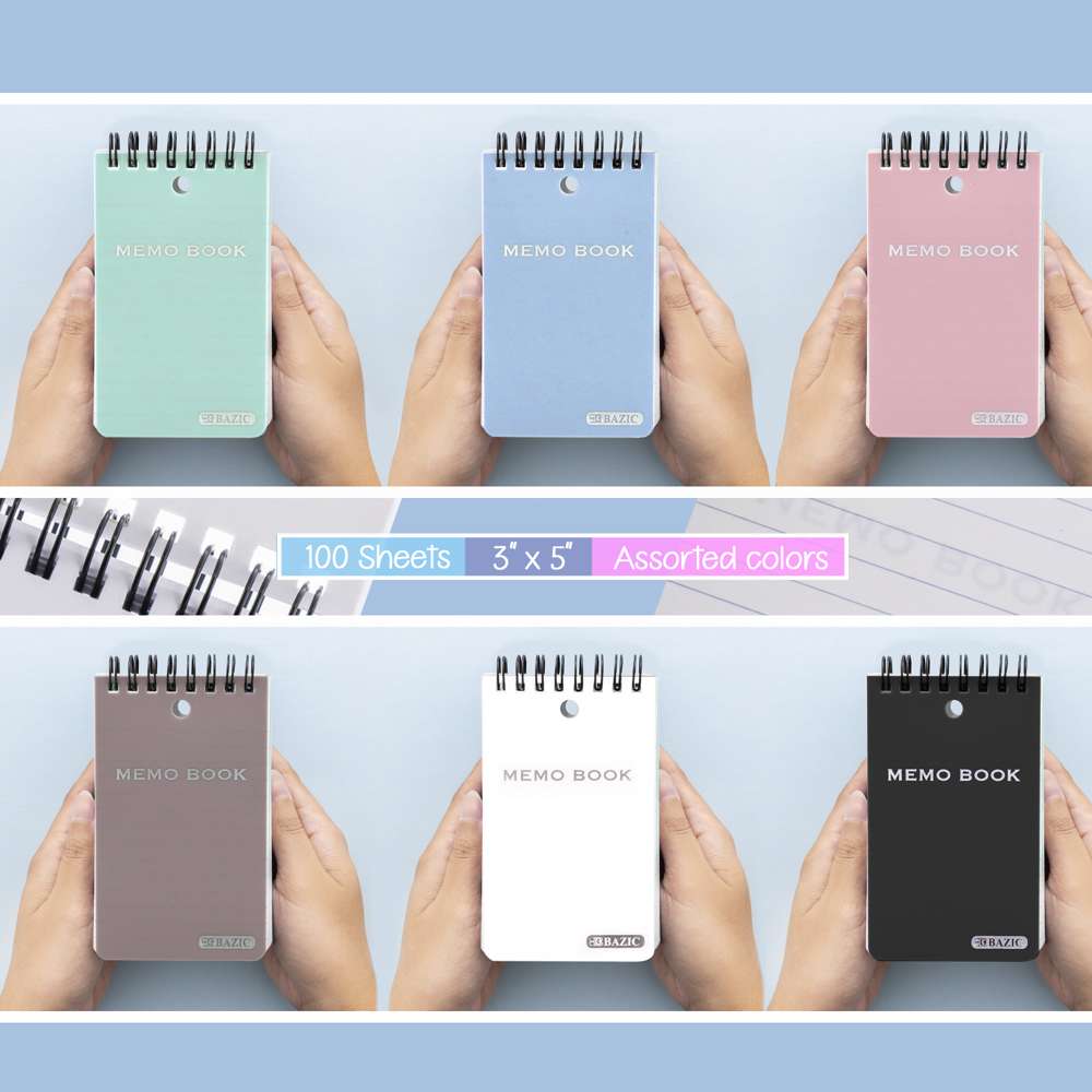 Memo Books Poly Cover Top Bound Spiral 3" X 5" 100 Ct.