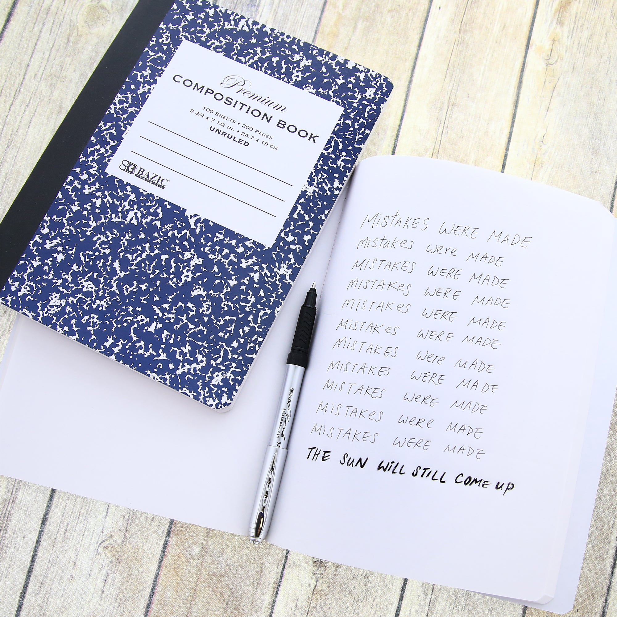 Composition Book UNRULED Premium Blue Marble 100 Ct.