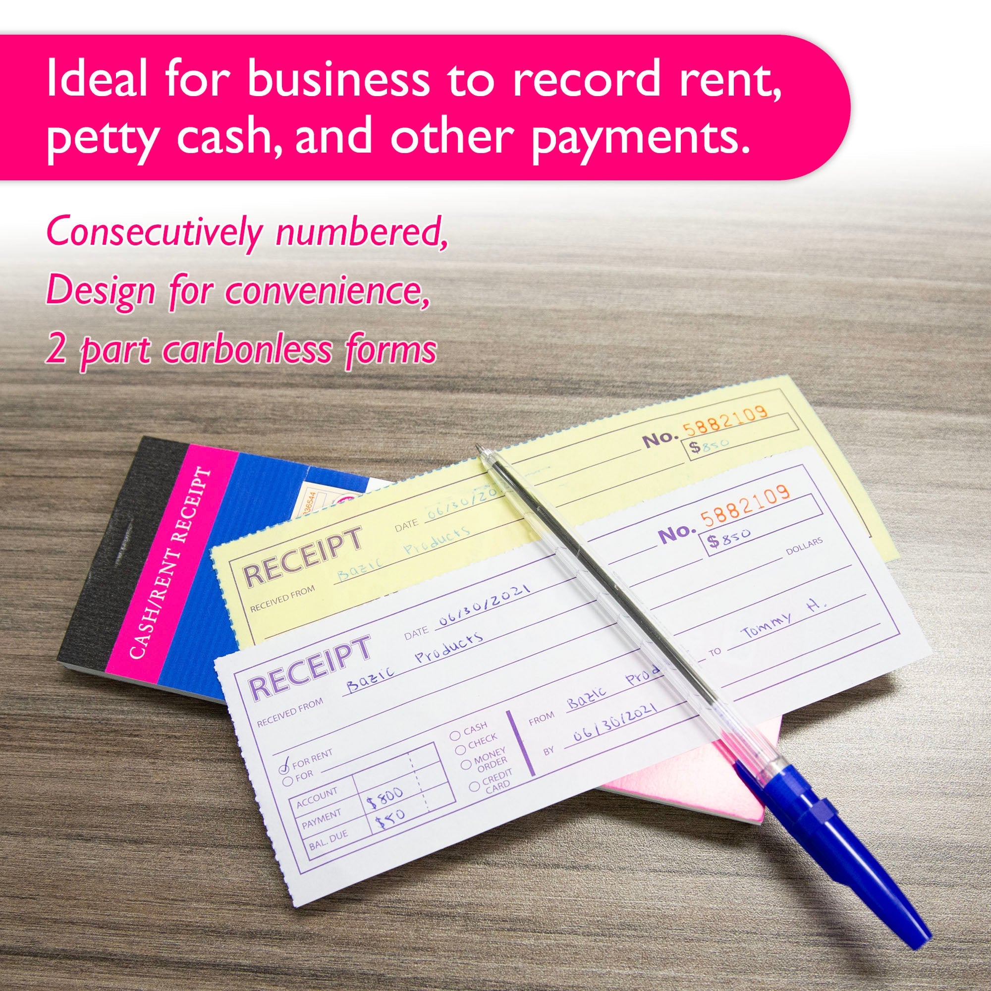 Cash or Rent Receipt Book 2-Part Carbonless (50 Sets)