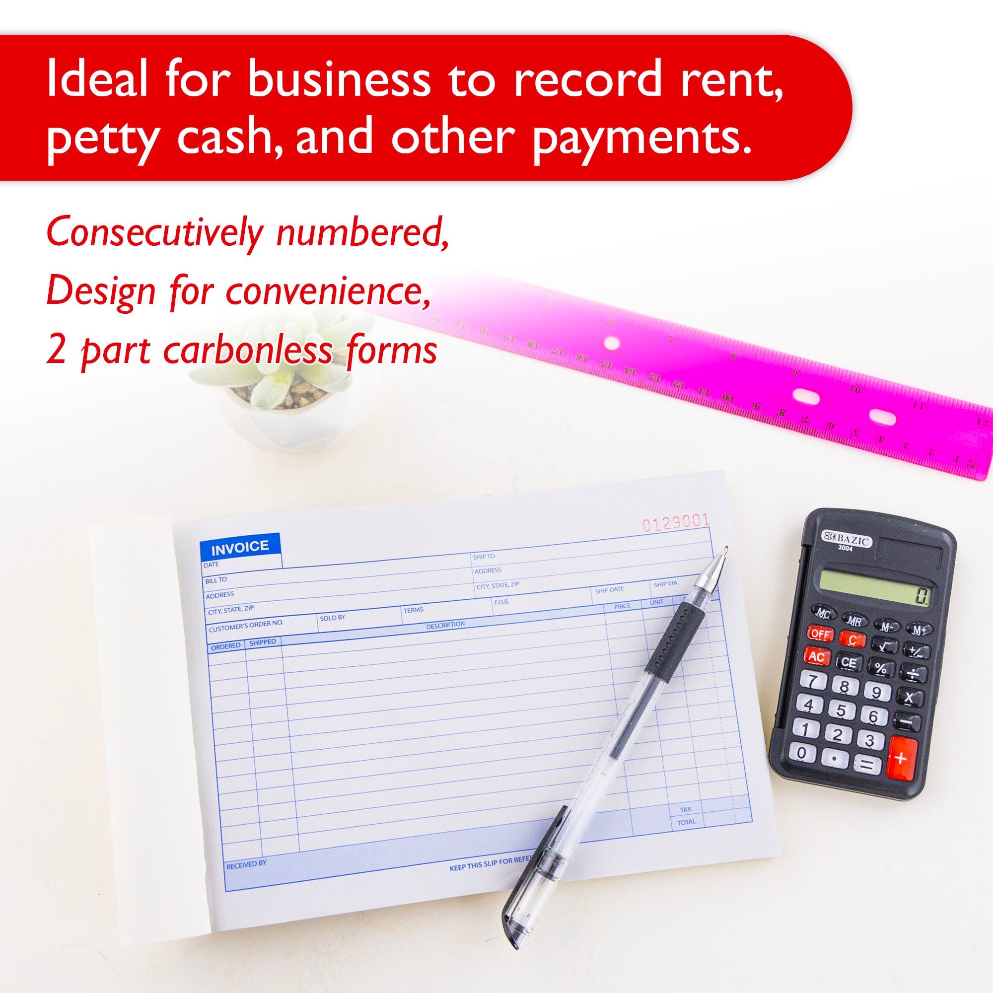 Invoice Book 2-Part Carbonless 5 9/16" x 8 7/16" (50 Sets)