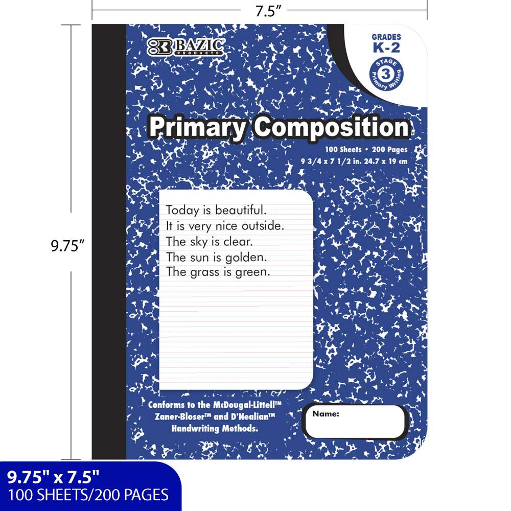 Composition Book Primary Marble 100 Ct.