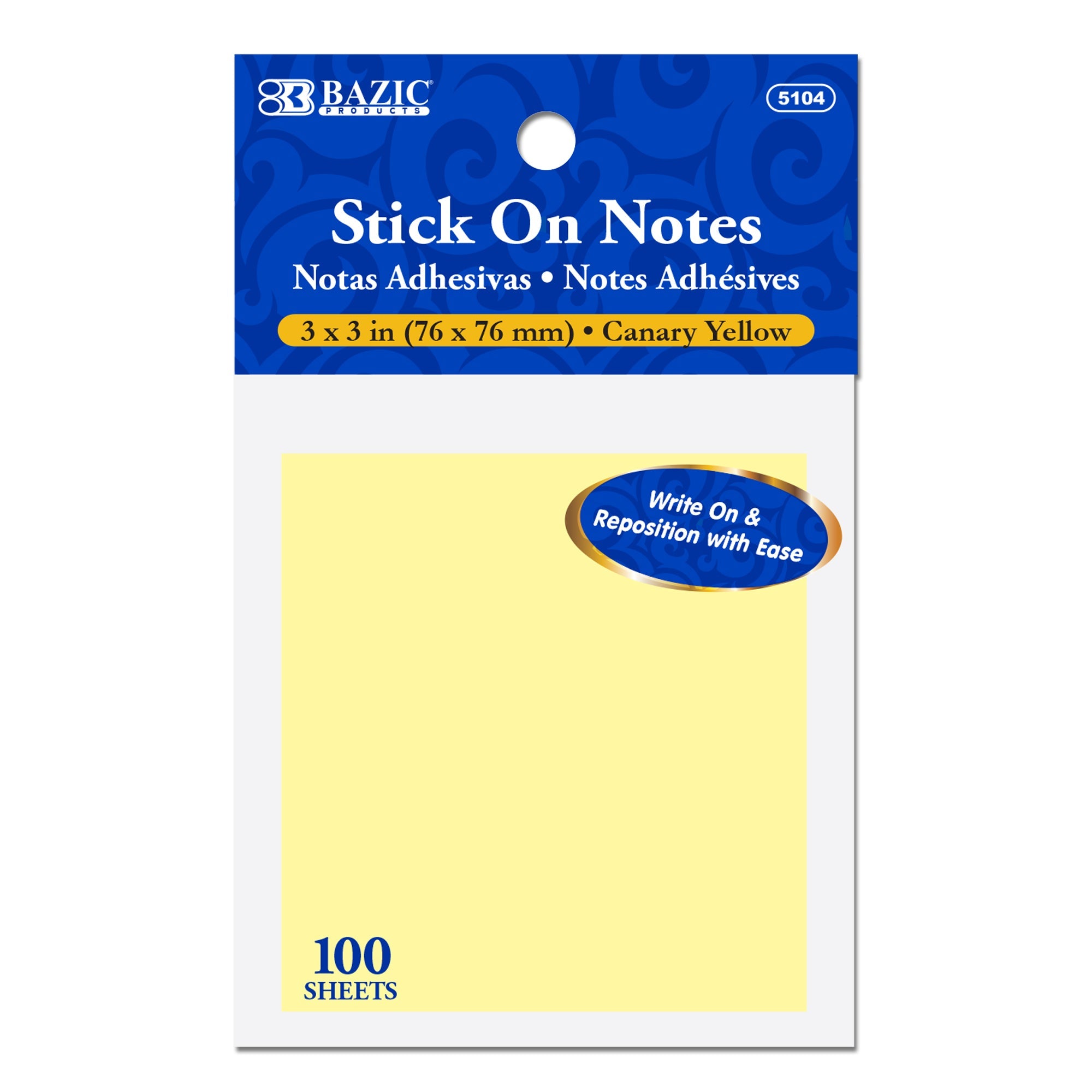Sticky Notes 3" X 3" 100 Ct. Yellow