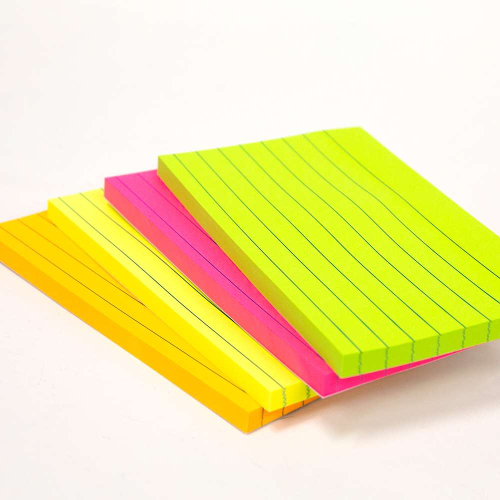 Lined Sticky Notes Neon 3" X 5" 70 Ct.