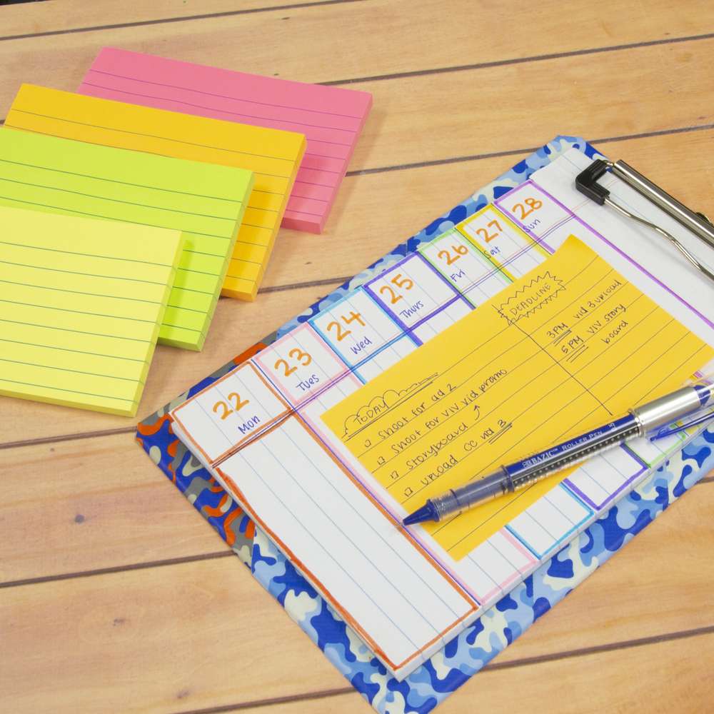 Lined Sticky Notes Neon 3" X 5" 70 Ct.