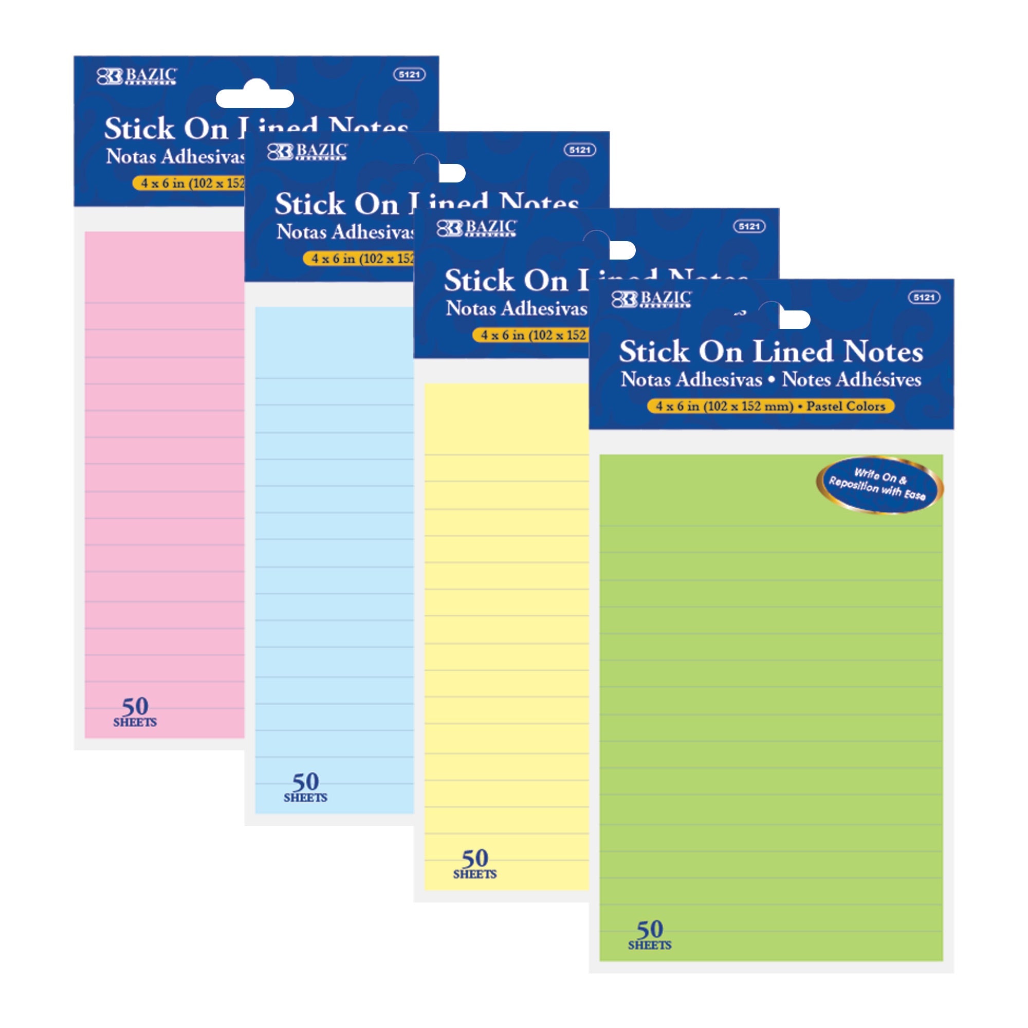 Lined Sticky Notes 4" X 6" 50 Ct.