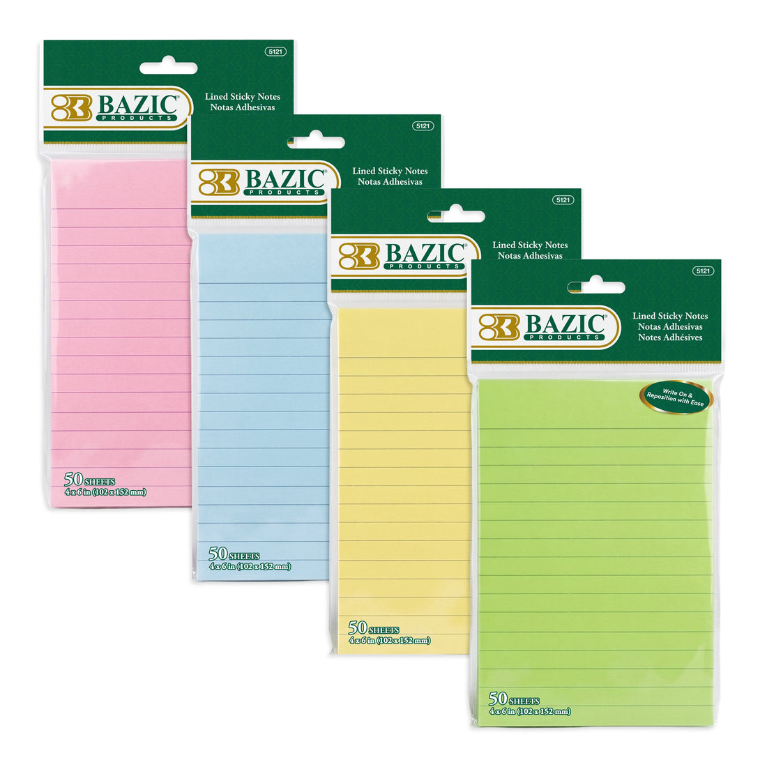 50 Ct. 4" X 6" Lined Sticky Notes