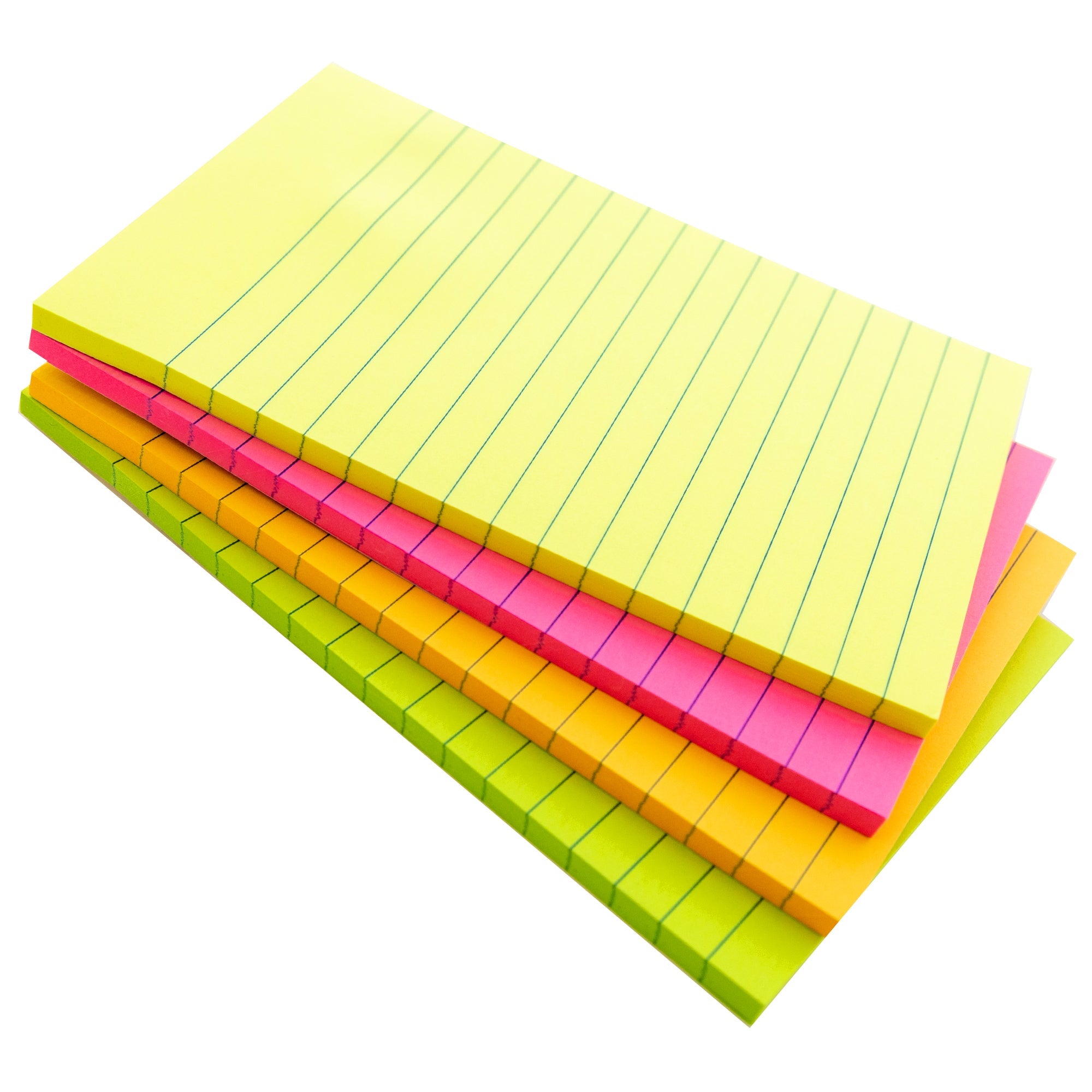 Lined Sticky Notes Neon 4" X 6" 50 Ct.