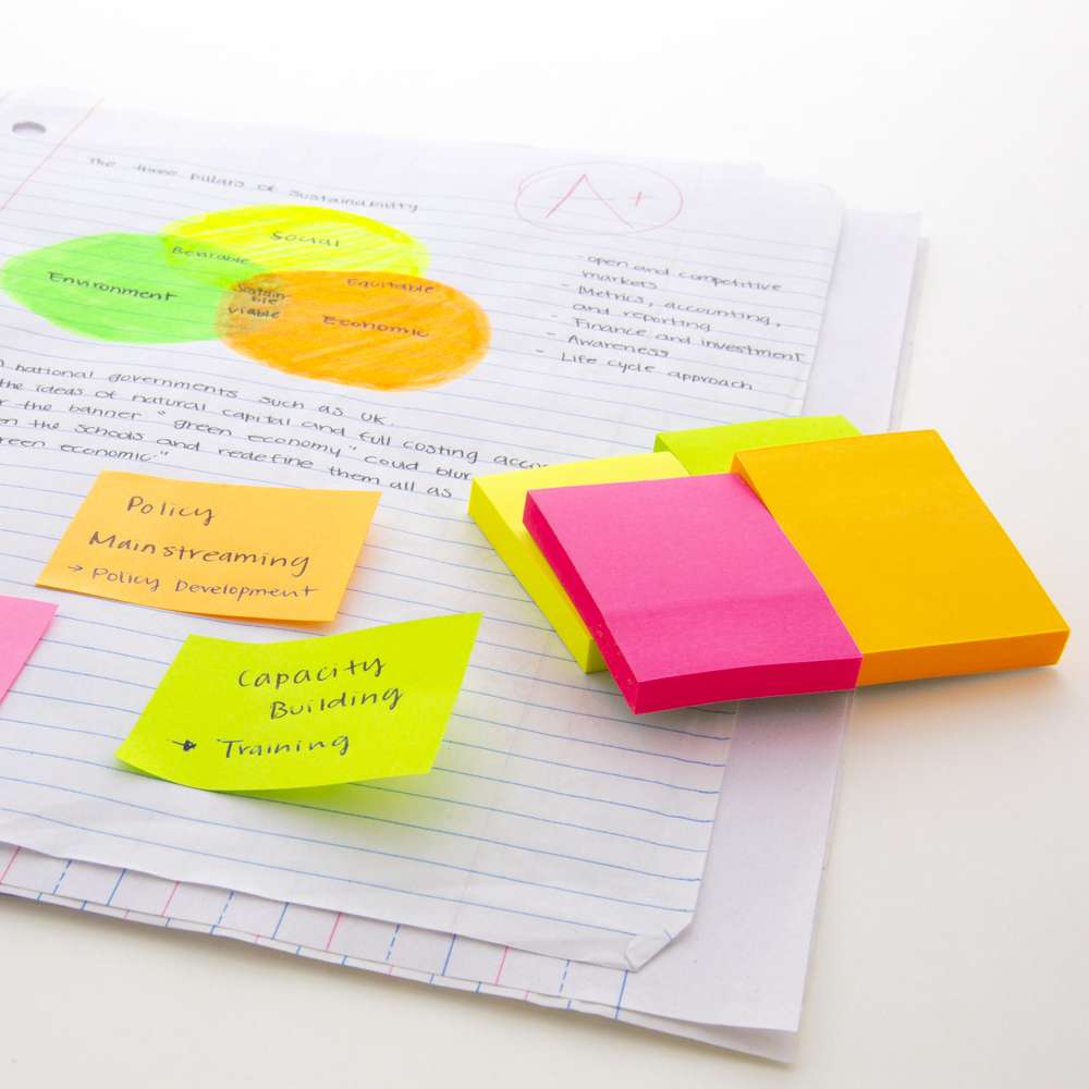 Sticky Notes 1.5" X 2" 70 Ct. (4/Pack) Neon