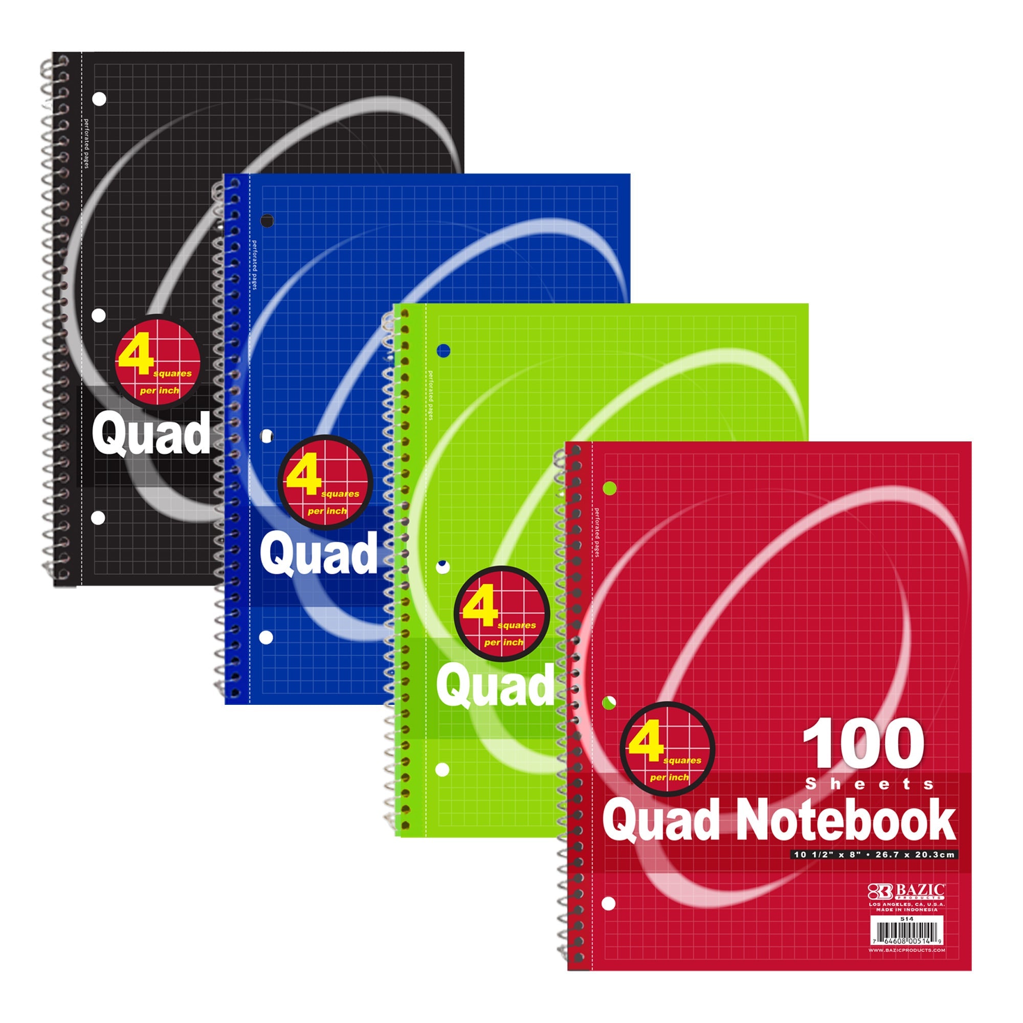 Notebook Spiral Quad-Ruled 4-1" 100 Ct.