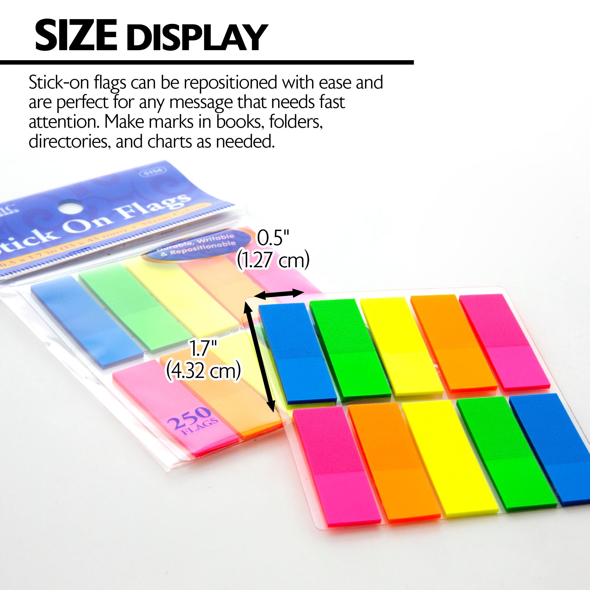 Flags Neon Color Coding 0.5" X 1.7" 25 Ct. (10/Pack)