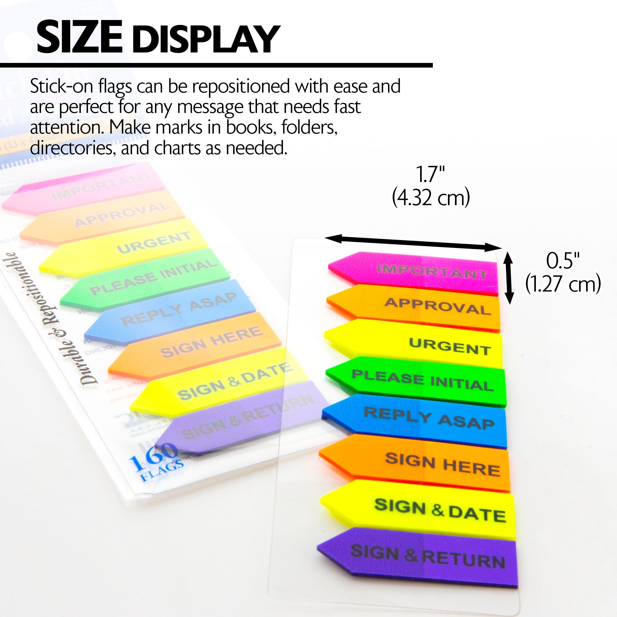 Flags Printed Arrow 0.5" X 1.7" 20 Ct. (8/Pack)