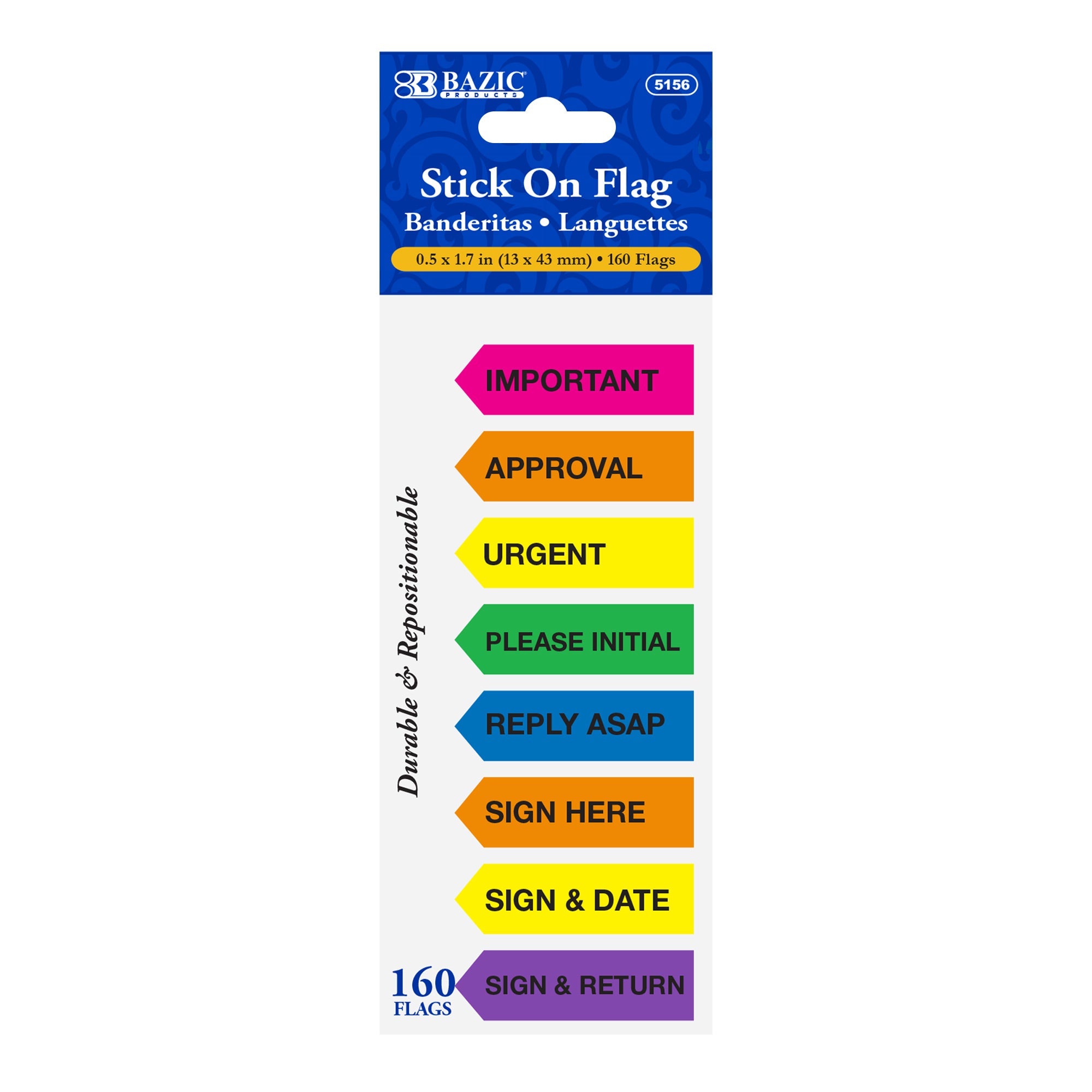 Flags Printed Arrow 0.5" X 1.7" 20 Ct. (8/Pack)