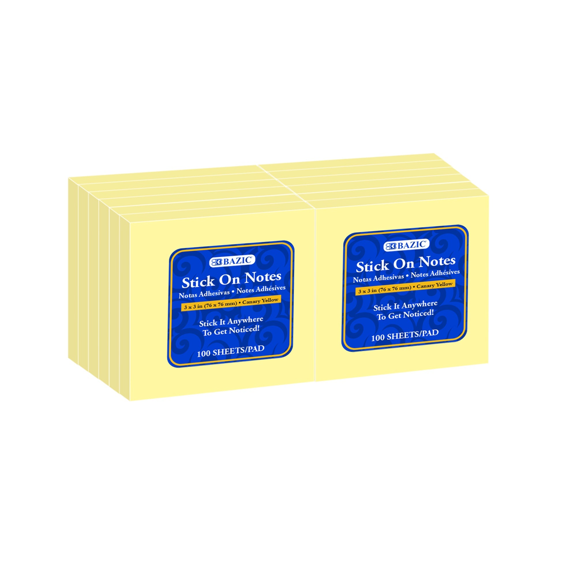 Sticky Notes 3" X 3" (Pack) Yellow 100 Ct. (12/Shrink)