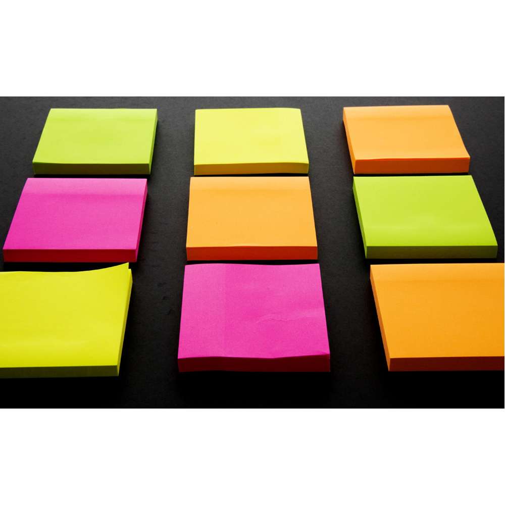 Sticky Notes 3" X 3" (Pack) Neon 90 Ct. (12/Shrink)