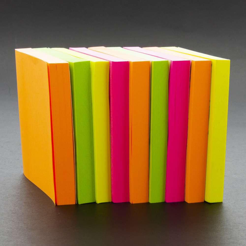 Sticky Notes 3" X 3" (Pack) Neon 90 Ct. (12/Shrink)