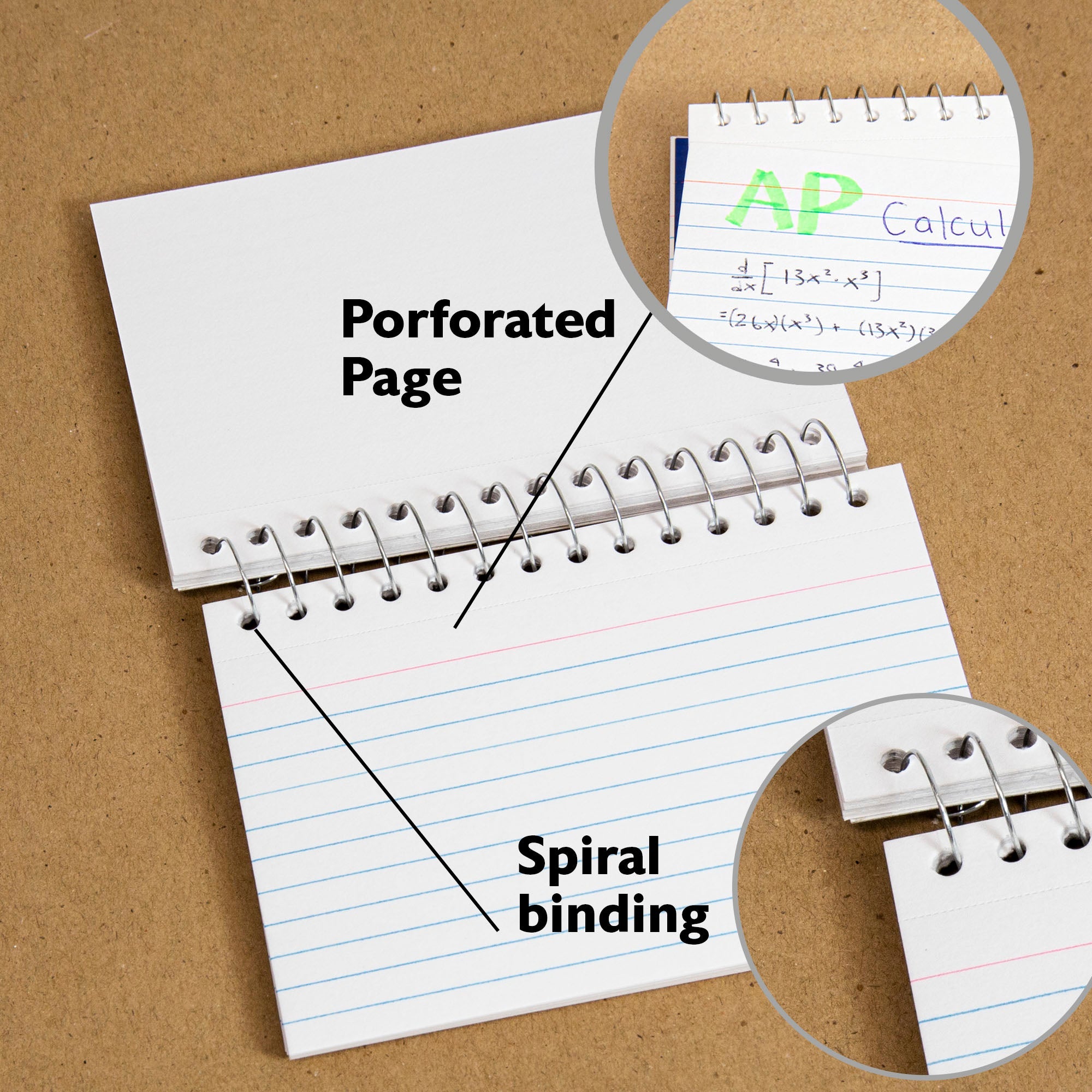 Ruled White Index Card Spiral Bound 3" X 5" 50 Ct.