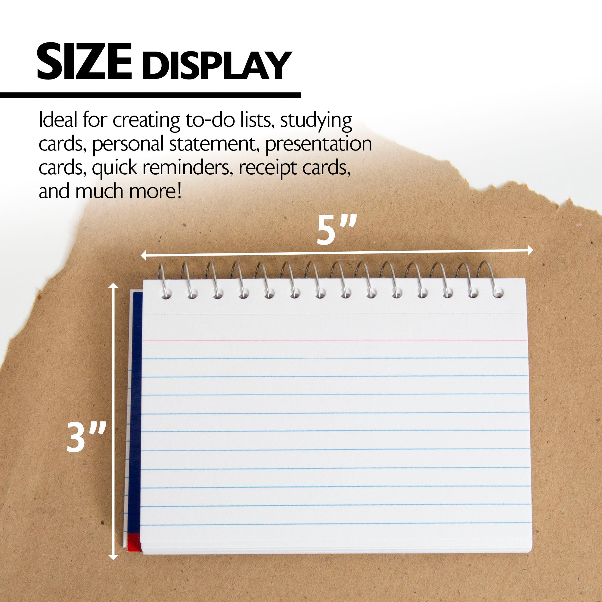 Ruled White Index Card Spiral Bound 3" X 5" 50 Ct.