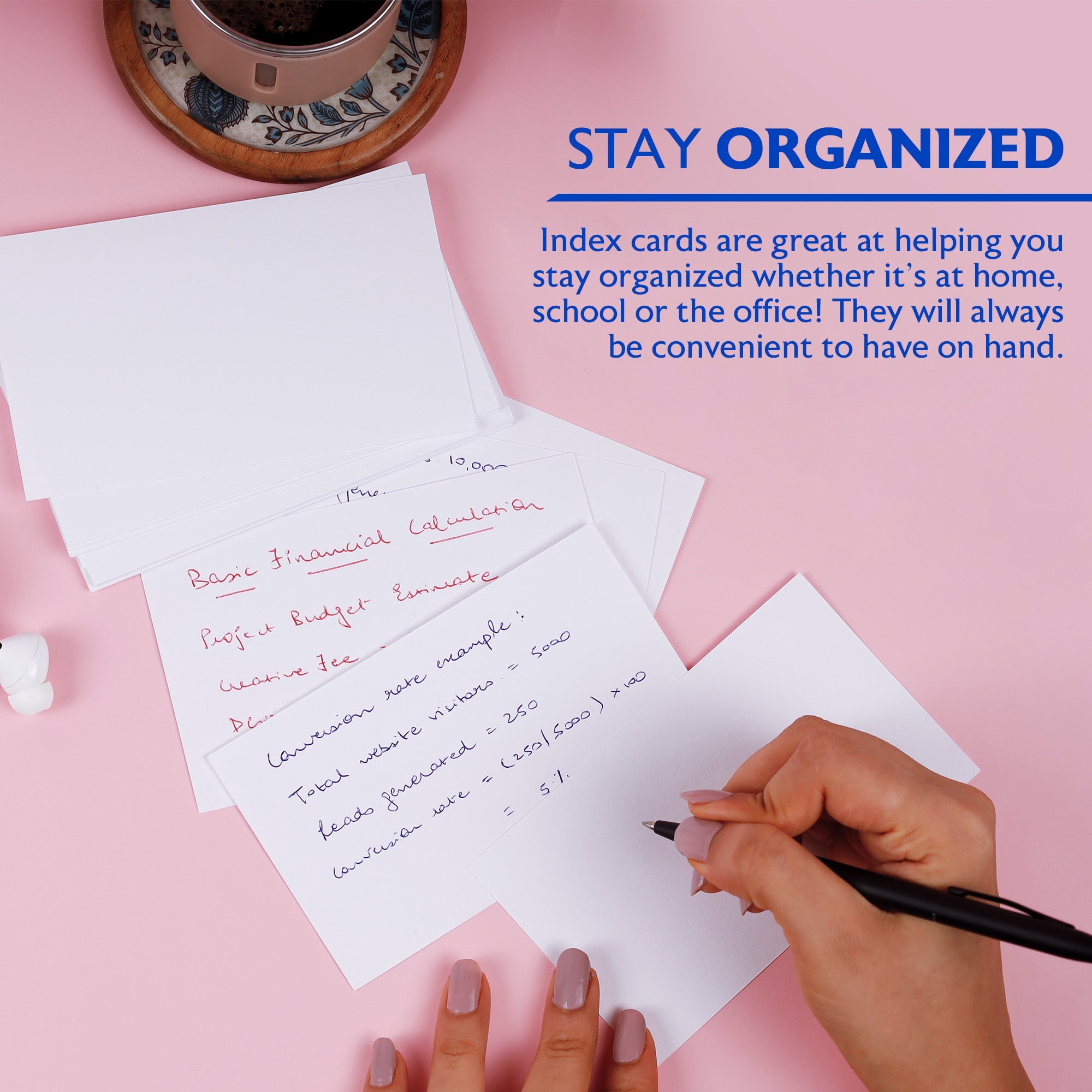 Unruled White Index Card 3" X 5" 100 Ct.