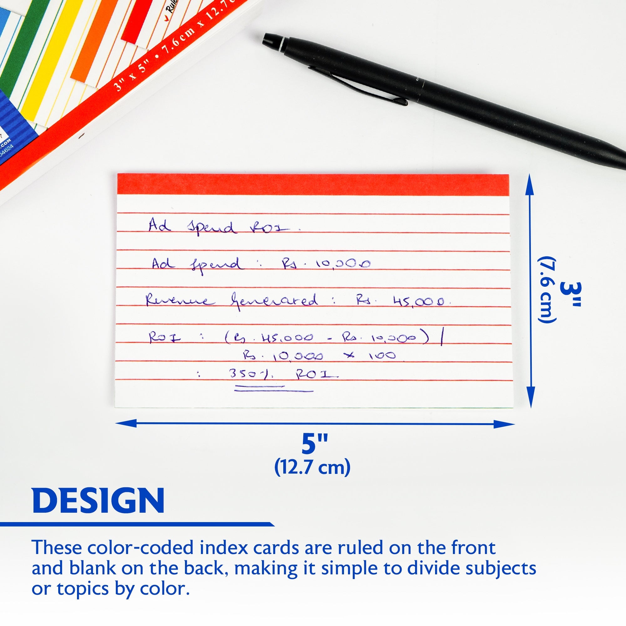 Craft County 7.5cm X 12.5cm Ruled Index Cards - 400 Cards (4 Packs) In Assorted Colors - View #4