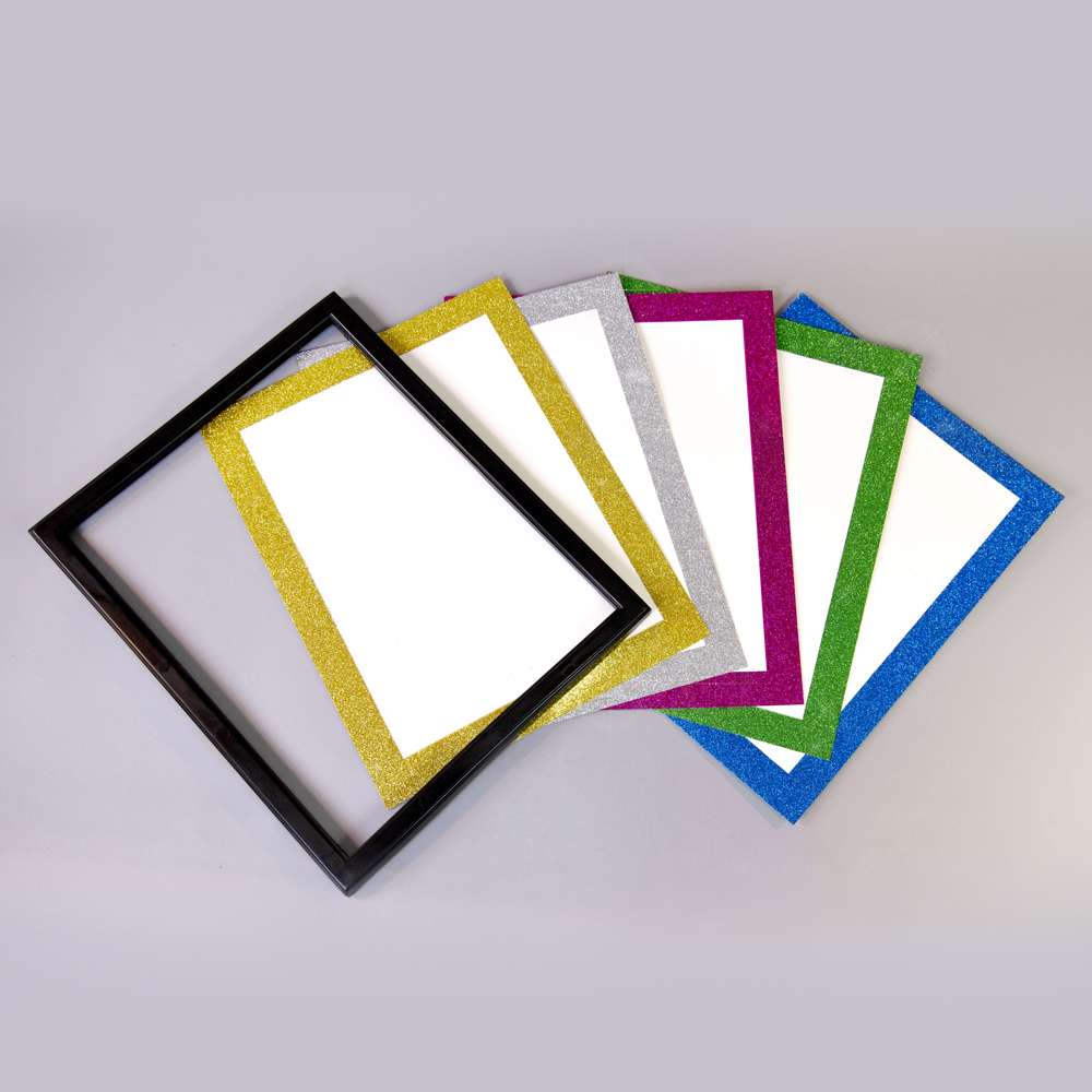 11" X 14" White Poster Board w/Glitter Frame (5/Pack)