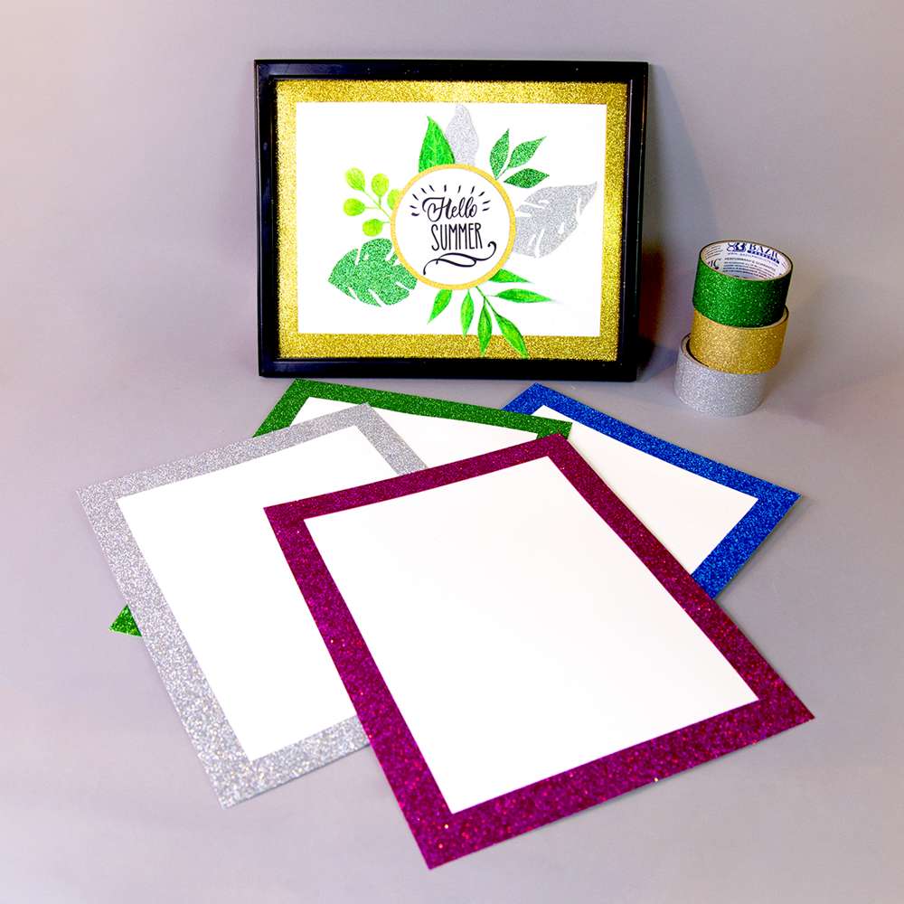 11" X 14" White Poster Board w/Glitter Frame (5/Pack)