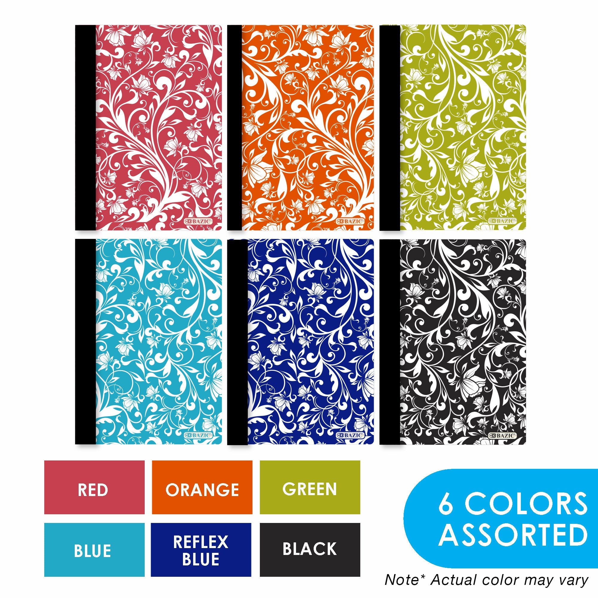 Composition Book Poly Cover Floral 5" x 7" 80 Ct.