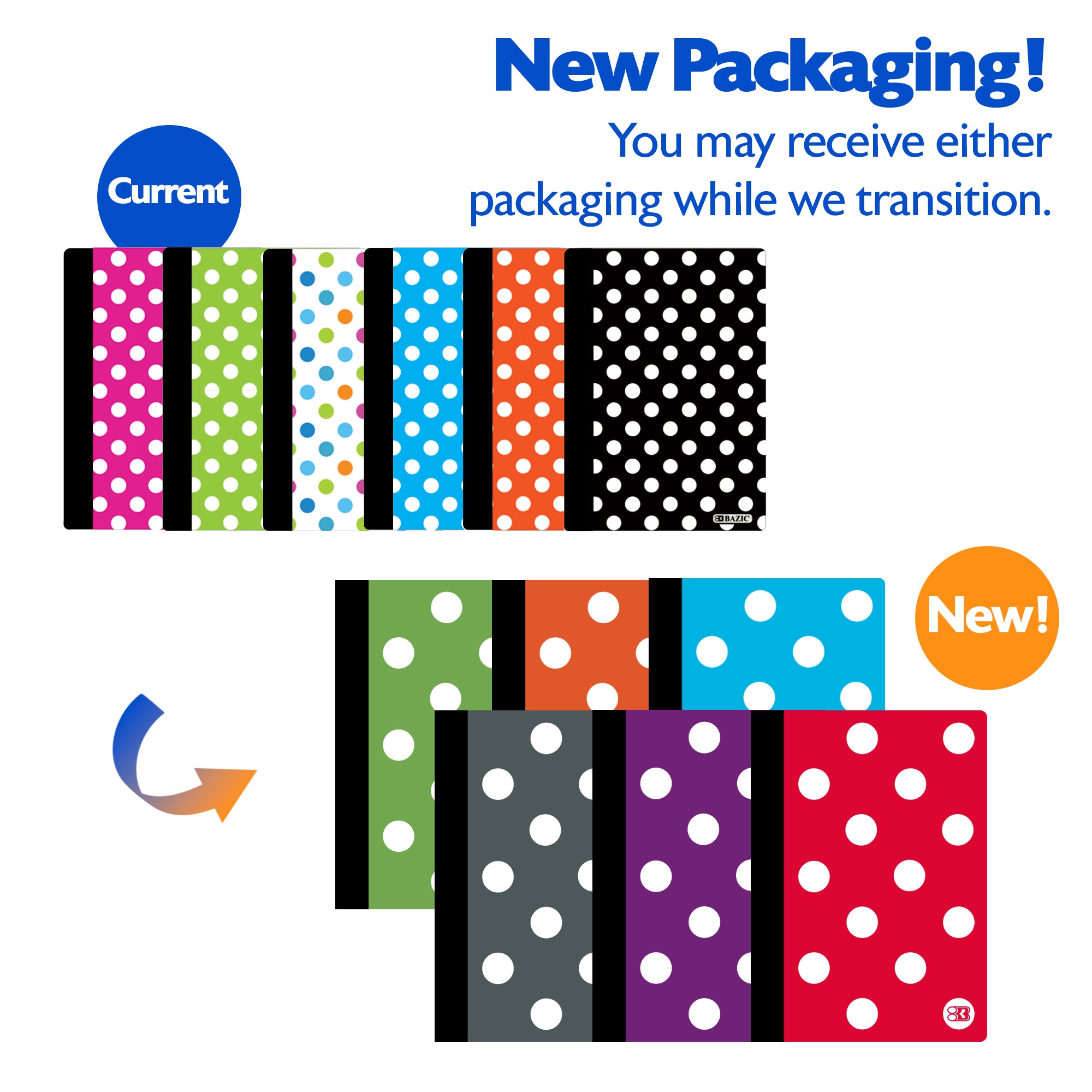 Composition Book Poly Cover Polka Dot 5" x 7" 80 Ct.