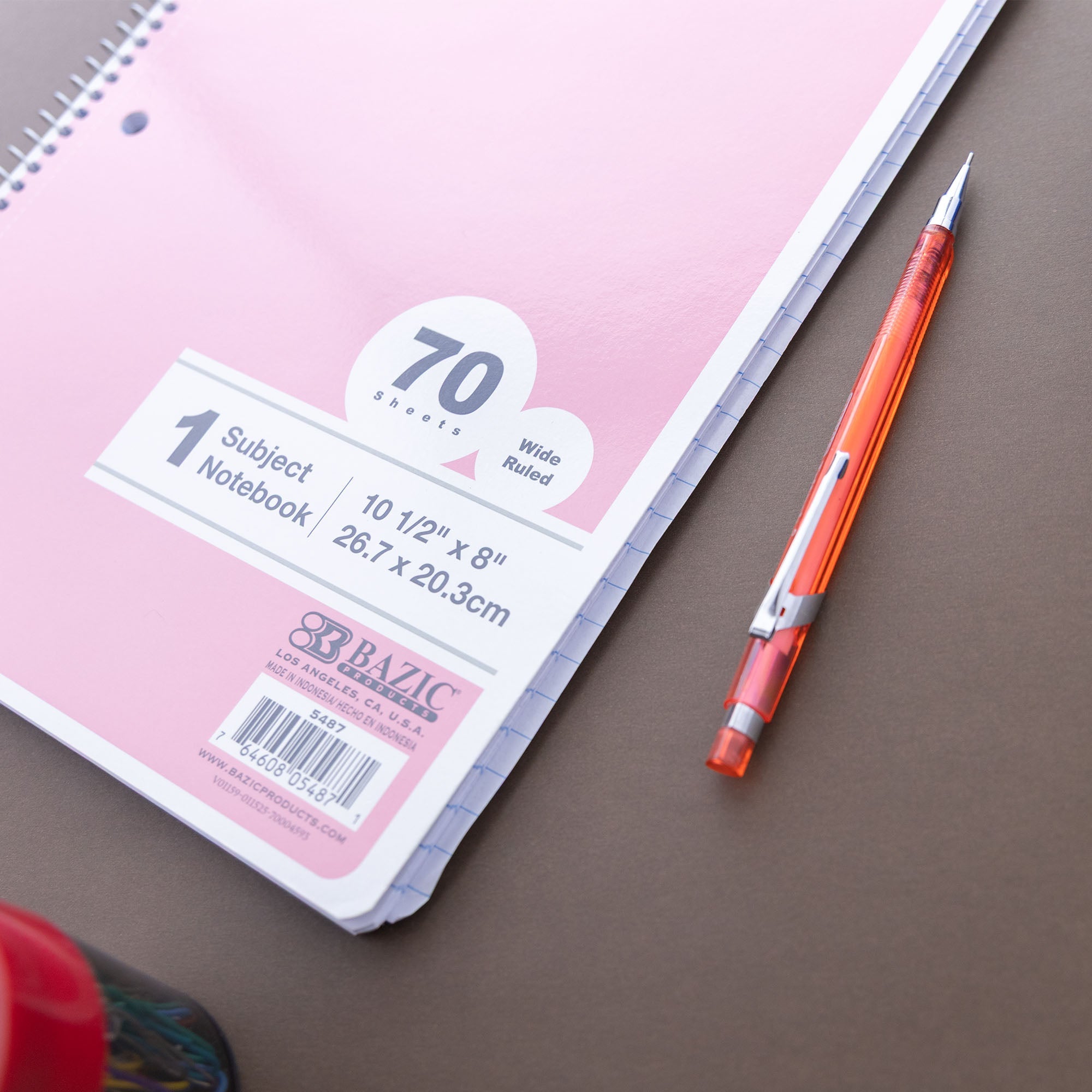 W/R 70 Ct. 1-Subject Pastel Spiral Notebook