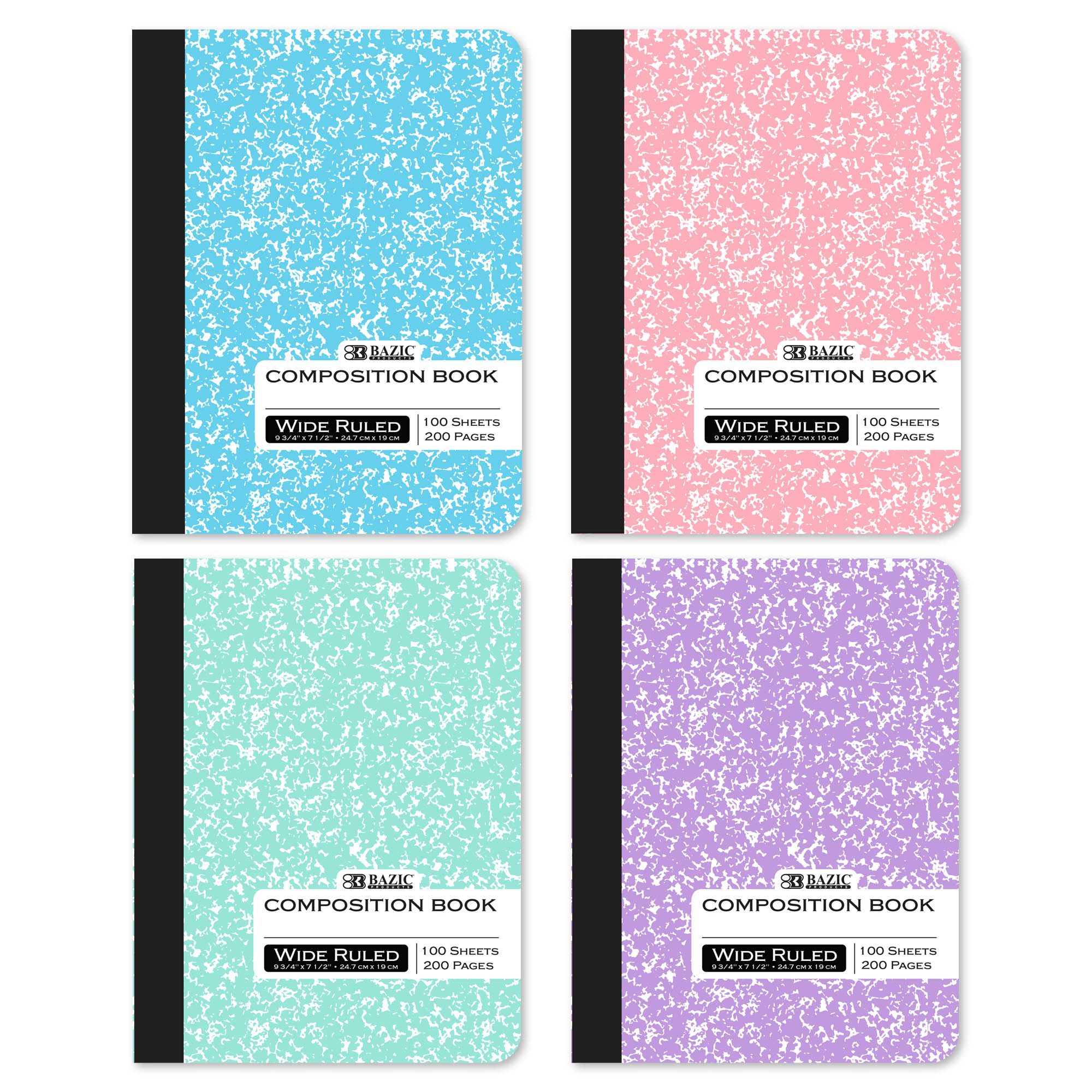 W/R 100 Ct. Pastel Color Marble Composition Book