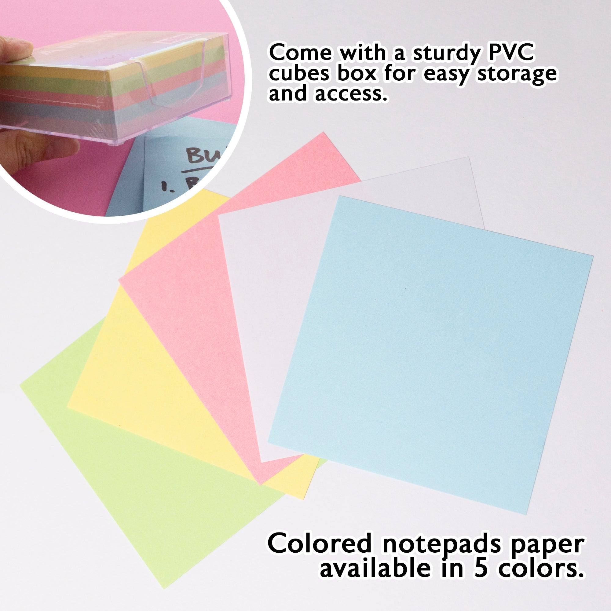 75mm X 75mm 300 Ct. Color Paper Cube w/ Tray
